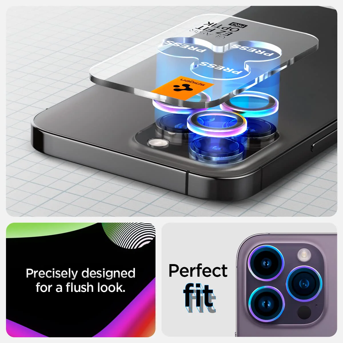 iPhone 15 Series - Camera Lens Protector EZ Fit Optik Pro (Rainbow) - 1 Pack - Image 5